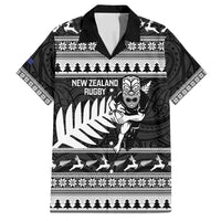 New Zealand Christmas Rugby Personalised Family Matching Summer Maxi Dress and Hawaiian Shirt Meri Kirihimete All Black Maori LT14 Dad's Shirt - Short Sleeve Black - Polynesian Pride