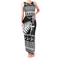New Zealand Christmas Rugby Personalised Family Matching Tank Maxi Dress and Hawaiian Shirt Meri Kirihimete All Black Maori LT14 Mom's Dress Black - Polynesian Pride