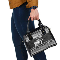 New Zealand Christmas Rugby Personalised Shoulder Handbag Meri Kirihimete All Black Maori - Polynesian Pride
