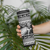 New Zealand Christmas Rugby Personalised Skinny Tumbler Meri Kirihimete All Black Maori LT14 - Polynesian Pride