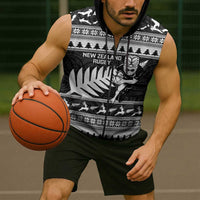 New Zealand Christmas Rugby Personalised Sleeveless Zip Hoodie Meri Kirihimete All Black Maori LT14 - Polynesian Pride