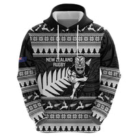 New Zealand Christmas Rugby Personalised Zip Hoodie Meri Kirihimete All Black Maori LT14 - Polynesian Pride