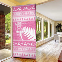 New Zealand Christmas Rugby Personalised Door Cover Meri Kirihimete All Black Maori Pink Version LT14 - Polynesian Pride