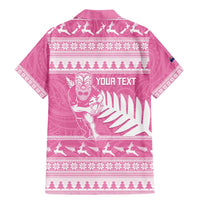 New Zealand Christmas Rugby Personalised Family Matching Mermaid Dress and Hawaiian Shirt Meri Kirihimete All Black Maori Pink Version LT14 - Polynesian Pride