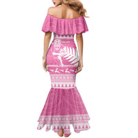 New Zealand Christmas Rugby Personalised Family Matching Mermaid Dress and Hawaiian Shirt Meri Kirihimete All Black Maori Pink Version LT14 - Polynesian Pride