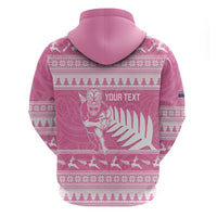 New Zealand Christmas Rugby Personalised Hoodie Meri Kirihimete All Black Maori Pink Version LT14 - Polynesian Pride