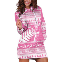 New Zealand Christmas Rugby Personalised Hoodie Dress Meri Kirihimete All Black Maori Pink Version LT14 Pink - Polynesian Pride