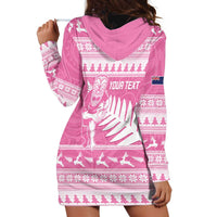 New Zealand Christmas Rugby Personalised Hoodie Dress Meri Kirihimete All Black Maori Pink Version LT14 - Polynesian Pride