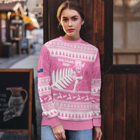 New Zealand Christmas Rugby Personalised Ugly Christmas Sweater Meri Kirihimete All Black Maori Pink Version LT14 - Polynesian Pride