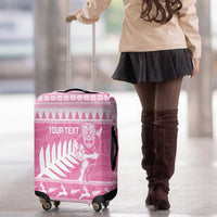 New Zealand Christmas Rugby Personalised Luggage Cover Meri Kirihimete All Black Maori Pink Version LT14 - Polynesian Pride