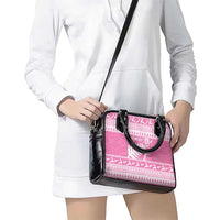 New Zealand Christmas Rugby Personalised Shoulder Handbag Meri Kirihimete All Black Maori Pink Version - Polynesian Pride