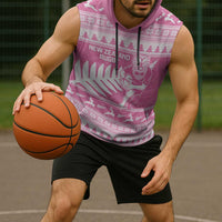 New Zealand Christmas Rugby Personalised Sleeveless Hoodie Meri Kirihimete All Black Maori Pink Version LT14 - Polynesian Pride
