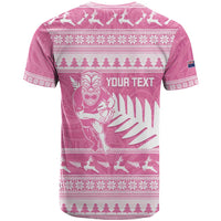 New Zealand Christmas Rugby Personalised T Shirt Meri Kirihimete All Black Maori Pink Version LT14 - Polynesian Pride