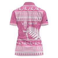 New Zealand Christmas Rugby Personalised Women Polo Shirt Meri Kirihimete All Black Maori Pink Version LT14 - Polynesian Pride