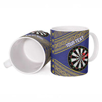 Personalised Niue Darts Ceramic Mug Dart Board Hiapo Pattern LT14 - Polynesian Pride