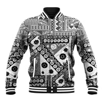 Black Bula Fiji Baseball Jacket Unique Masi Tapa Pattern