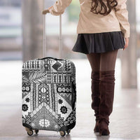 Black Bula Fiji Luggage Cover Unique Masi Tapa Pattern
