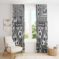 Black Bula Fiji Window Curtain Unique Masi Tapa Pattern