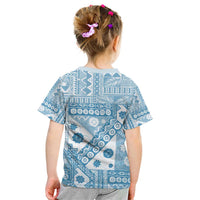 Blue Bula Fiji Kid T Shirt Unique Masi Tapa Pattern