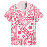 Pink Bula Fiji Family Matching Long Sleeve Bodycon Dress and Hawaiian Shirt Unique Masi Tapa Pattern LT14 Dad's Shirt - Short Sleeve Pink - Polynesian Pride