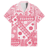 Pink Bula Fiji Family Matching Off The Shoulder Long Sleeve Dress and Hawaiian Shirt Unique Masi Tapa Pattern LT14 Dad's Shirt - Short Sleeve Pink - Polynesian Pride