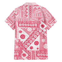 Pink Bula Fiji Family Matching Off The Shoulder Long Sleeve Dress and Hawaiian Shirt Unique Masi Tapa Pattern LT14 - Polynesian Pride