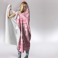 Pink Bula Fiji Hooded Blanket Unique Masi Tapa Pattern
