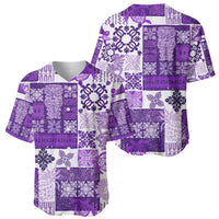 Hawaiian Quilt Baseball Jersey Tiki Tropical Retro Purple Version LT14 - Polynesian Pride