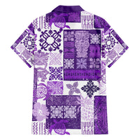 Hawaiian Quilt Family Matching Long Sleeve Bodycon Dress and Hawaiian Shirt Tiki Tropical Retro Purple Version LT14 - Polynesian Pride