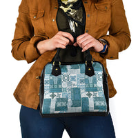 Hawaiian Quilt Shoulder Handbag Tiki Tropical Retro Dark Cyan Version LT14 - Polynesian Pride