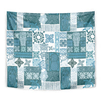 Hawaiian Quilt Tapestry Tiki Tropical Retro Dark Cyan Version LT14 - Polynesian Pride