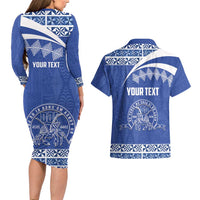 Personalised Tonga Tupou College Toloa Couples Matching Long Sleeve Bodycon Dress and Hawaiian Shirt 160 Years Anniversary Tongan Ngatu Pattern LT14 - Polynesian Pride