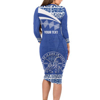 Personalised Tonga Tupou College Toloa Family Matching Long Sleeve Bodycon Dress and Hawaiian Shirt 160 Years Anniversary Tongan Ngatu Pattern LT14 - Polynesian Pride