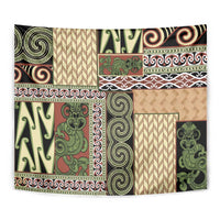 Beige Aotearoa Kowhaiwhai Pattern Tapestry NZ Maori Quilt Style