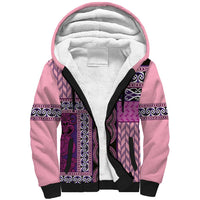 Pink Aotearoa Kowhaiwhai Pattern Sherpa Hoodie NZ Maori Quilt Style LT14 Unisex Pink - Polynesian Pride