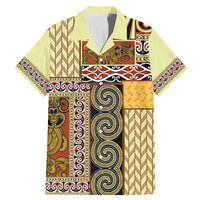 Yellow Aotearoa Kowhaiwhai Pattern Family Matching Mermaid Dress and Hawaiian Shirt NZ Maori Quilt Style LT14 Dad's Shirt - Short Sleeve Yellow - Polynesian Pride
