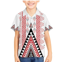 Aotearoa Taniko Family Matching Mermaid Dress and Hawaiian Shirt Niho Taniwha Purapura Whetu Mix Poutama LT14 Son's Shirt White - Polynesian Pride