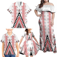 Aotearoa Taniko Family Matching Off Shoulder Maxi Dress and Hawaiian Shirt Niho Taniwha Purapura Whetu Mix Poutama LT14 - Polynesian Pride