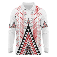 Aotearoa Taniko Long Sleeve Polo Shirt Niho Taniwha Purapura Whetu Mix Poutama