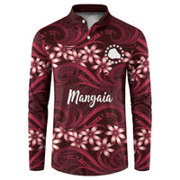 Personalised Cook Islands Mangaia Button Sweatshirt Tiare Maori Polynesian Waves Tattoo