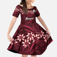 Personalised Cook Islands Mangaia Family Matching Tank Maxi Dress and Hawaiian Shirt Tiare Maori Polynesian Waves Tattoo LT14 Daughter's Dress Burgundy - Polynesian Pride