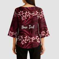 Personalised Cook Islands Mangaia Kimono Sleeve Blouse Tiare Maori Polynesian Waves Tattoo