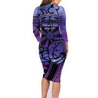 Philippines Father's Day Family Matching Long Sleeve Bodycon Dress and Hawaiian Shirt Polynesian Tattoo Galaxy Vibes LT14 - Polynesian Pride