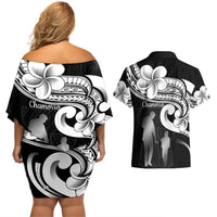 Guam Father's Day Couples Matching Off Shoulder Short Dress and Hawaiian Shirt Chamorro Latte Stone Polynesian Pattern LT14 - Polynesian Pride