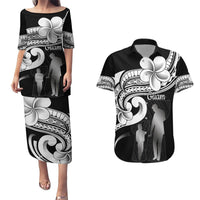 Guam Father's Day Couples Matching Puletasi and Hawaiian Shirt Chamorro Latte Stone Polynesian Pattern LT14 Black - Polynesian Pride