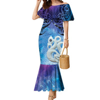 New Zealand Matariki Mermaid Dress Aotearoa Maori New Year Manaia Galaxy Vibes LT14 Women Blue - Polynesian Pride