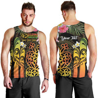 Personalised Vanuatu Independence Day Men Tank Top Carving Drum Sand Drawing Turtle