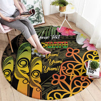 Personalised Vanuatu Independence Day Round Carpet Carving Drum Sand Drawing Turtle