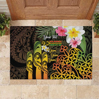 Personalised Vanuatu Independence Day Rubber Doormat Carving Drum Sand Drawing Turtle