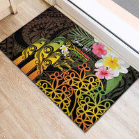 Personalised Vanuatu Independence Day Rubber Doormat Carving Drum Sand Drawing Turtle